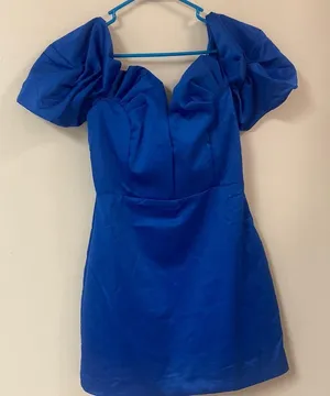 RUFFLE OFF SHOULDER DRESS Royal Blue cocktail dress DO + BE thumbnail 2