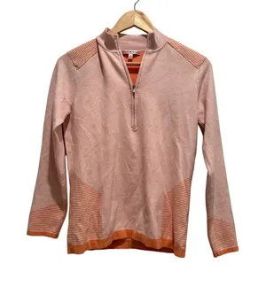 Peter Millar Women's Pink Orange Colorblock Quarter Zip Pullover Sweater Small thumbnail 1