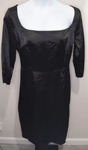New with Tags Lucky 13 Black Satin Gothic Bombshell Dress Size 1 (US Large) thumbnail 1