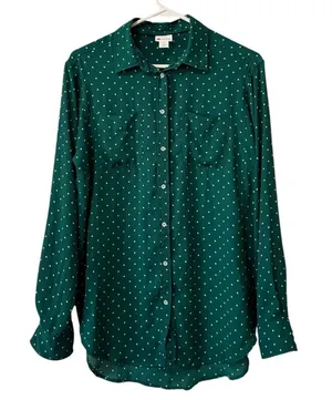 Stylus Women Size‎ Medium Long Sleeve Button Down Shirt Polyester Chic Career thumbnail 1