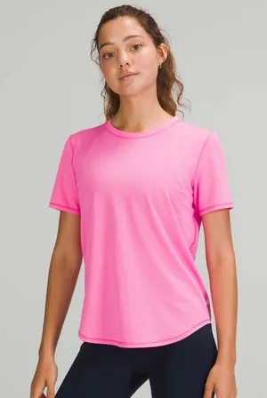 Lululemon High Neck Running and Training T-Shirt Pow Pink Light Size 4 thumbnail 1