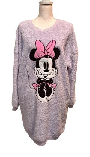 Disney Minnie Mouse Fleece Size Medium‎ Purple Plush Lounge Nightgown Cozy thumbnail 1