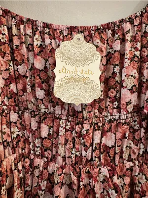 NWT Altar'd State Rochelle floral mini dress smocked bodice puff sleeves Sz S thumbnail 5