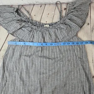 Umgee USA Gray White Striped Cold Shoulder Ruffle Mini Dress G0203 Medium thumbnail 5