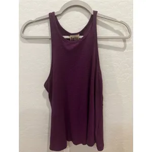 Free People We The Free Purple Ribbed‎ High Neck Racerback Tank Top Made in USA thumbnail 2