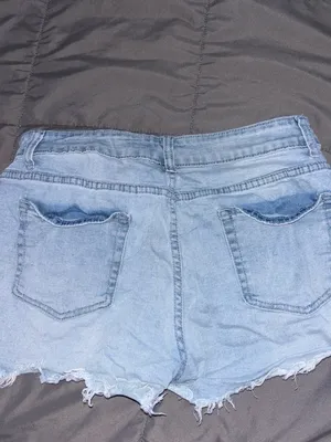 Amazon Light Blue Distressed Women's Denim Shorts thumbnail 2