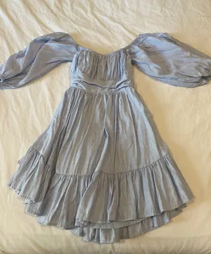 Petal and Pup Blue 3/4 sleeve Babydoll dress thumbnail 3