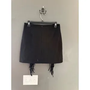 Western Black Faux Suede Fringe Mini Skirt Western Boho A-Line Size Medium thumbnail 4