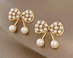 Gold Plated Pearl Earrings thumbnail 1
