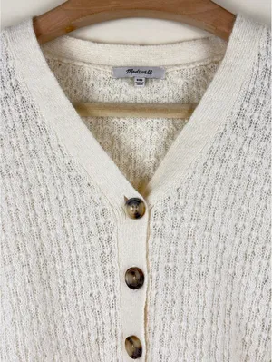 Madewell Mayfair Sweater Cardigan Antique Cream Alpaca Blend XXS Textured Knit thumbnail 10