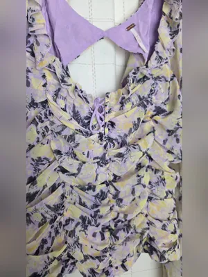 Free People Mabel Printed Blouse in Lilac Combo thumbnail 4
