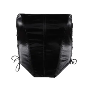Tiger Mist Satin Black Lace Up Amity Corset Crop Top thumbnail 13