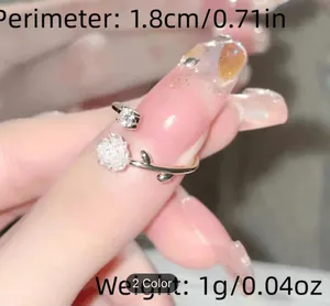Cute Camellia Flower Open Ring Cute Adjustable Finger Jewelry Accessories Women thumbnail 4