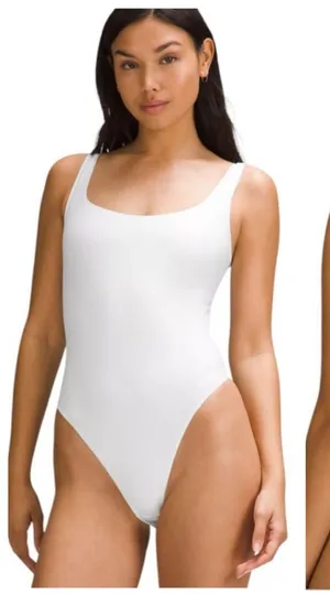 Lululemon Wundermost Ultra-Soft Nulu Square-Neck Sleeveless Bodysuit White M thumbnail 1