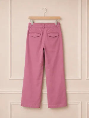 LOFT The Monroe Wide Leg Pants 0P Pink Cotton Stretch HighRise Petite PreppyChic thumbnail 5