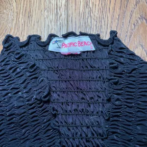 Y2k Pacific Beach Zebra Leopard Print Smocked Strapless Dress White Black sz M thumbnail 2