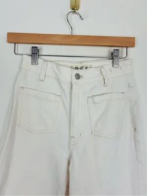 Madewell Perfect Vintage Wide Leg Jeans in Ivory Off White Patch Pockets Size 24 thumbnail 2