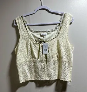 Willow + Root Cream Crop Tie Front Sleeveless Tank Top thumbnail 1