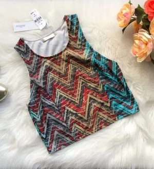 Lovers + Friends Aztec Crop Top NWT Rust Aqua thumbnail 1