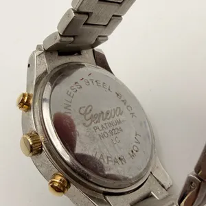 Elegant Geneva Platinum Two-tone Women's Crystal Quartz Watch, Working thumbnail 4