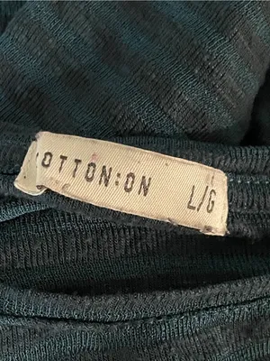 Dark Teal Long Sleeve Scoop Neck Striped Crop Top thumbnail 3