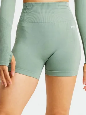 AYBL Balance V2 Seamless High Rise Gym Shorts Olive Green L thumbnail 1