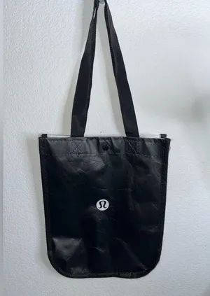 Lululemon Shopping Tote Reusable Bag Black & White Small 11.5" Tall x 9" Wide thumbnail 1
