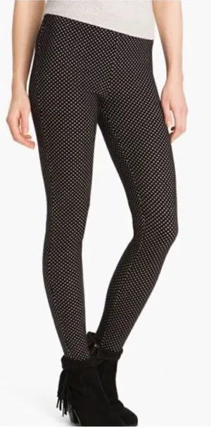 Free People Black & White Polka Dot Thick Leggings thumbnail 1