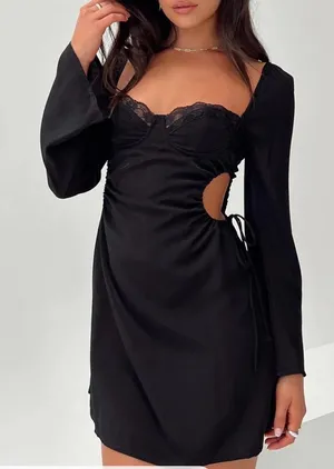 Princess Polly Women's Black Hazel Cut Out Mini Dress Size 8‎ thumbnail 1