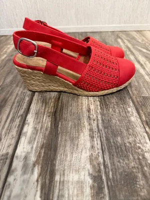 easy street Red Woven Espadrille Slingback Wedge Size 7 thumbnail 8