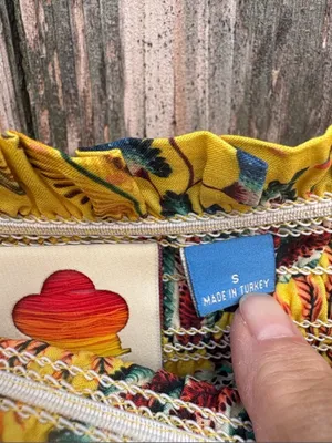 EUC Anthropologie FARM Rio Bria Smocked Yellow Floral Dress Size Small thumbnail 7