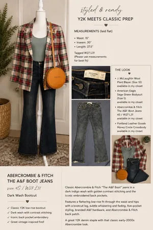 Abercrombie & Fitch The A&F Boot Jeans 4S W27 L31 Dark Wash Y2K Bootcut thumbnail 2