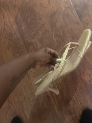 Madden girl woven tan thong kitten heel sandals  thumbnail 5