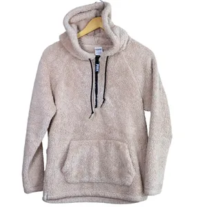 PINK Victoria's Secret Sherpa Teddy‎ Fleece Hoodie XS Beige Quarter Zip Pullover thumbnail 4