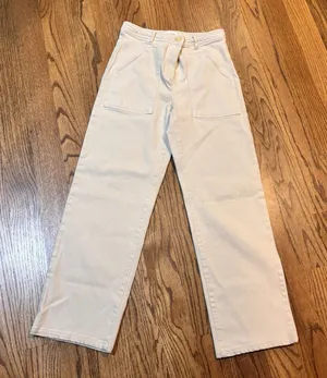 Wilfred Free Aritzia‎ Ivory Utility Pants Size 2 High Rise Straight Leg thumbnail 1