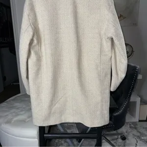 Mango Wool Blend Herringbone Double Breasted Coat Neutral Beige Medium New NWT thumbnail 15