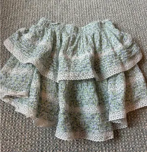 aerie ruffle green and blue floral skirt thumbnail 2