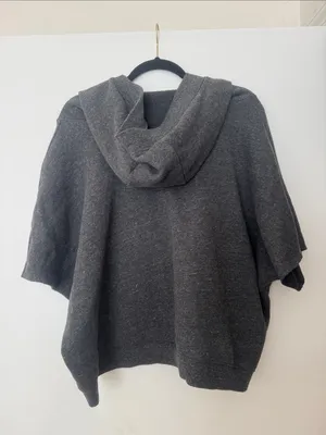 ALO Yoga Realm Charcoal Short-Sleeve Hoodie Pullover- Large thumbnail 9