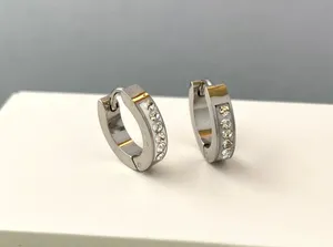 925 Silver Plated CZ Small Silver Hoop Earrings for Men Women thumbnail 5