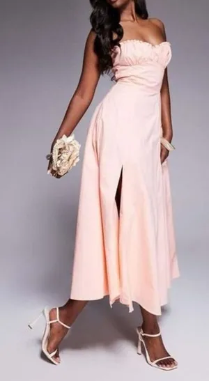 NWOT House of CB Clarabelle midi sundress in peach M thumbnail 1