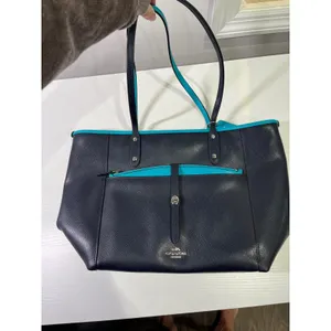 Coach Ava Tote Midnight Atlantic Crossgrain Leather Bag‎ F55469 with Pouch thumbnail 10