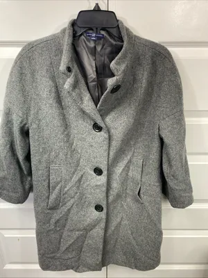 Wool Pea Coat Gap Women’s  M. 3/4 Sleeve Big Buttons Grey Medium Classy Lined thumbnail 2