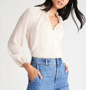 Ann Taylor Petite Clip Shirred Raglan Sleeve Top thumbnail 1