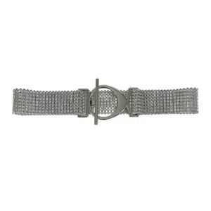 Sparkly Crystal Rhinestone Mesh Belt Silver‎ Wide Waist Statement Y2K Glam thumbnail 2