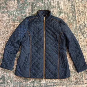Rafaella Weekend Equestrian‎ Style Navy Diamond Quilted Jacket Petite Medium PM thumbnail 1