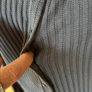 Gap pointelle gray knit cotton blend swoop neck button down top thermal L thumbnail 2