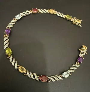 Ross Simons 925 Gold Over Sterling Silver Vermeil Multicolored Gem 7.5” Bracelet thumbnail 1