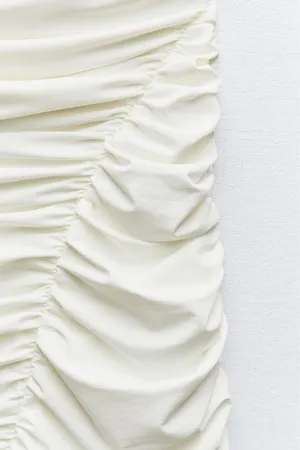 ZARA Sad maxi dress ruched stretch white wedding Elegant White One-Shoulder evening thumbnail 10