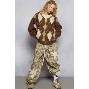 POL V-Neck Argyle Pattern Mohair Sweater with‎ Contrast Exposed Stitch Detail thumbnail 16