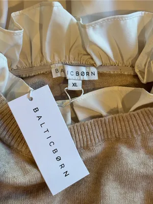 BALTIC BORN Sophie Sweater Dress Natural Tan Cream Tiered Maxi Ruffle Collar XL thumbnail 4